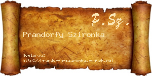 Prandorfy Szironka névjegykártya